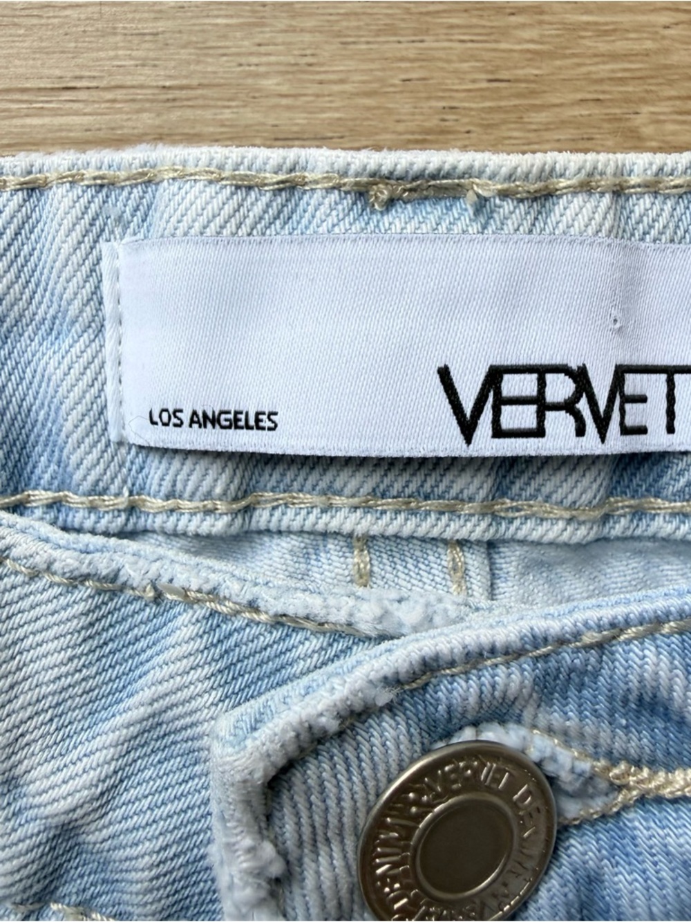 Vervet Light Wash Raw Hem 100% Cotton Denim Jeans V2329 Ankle Straight 24 - Picture 3 of 9
